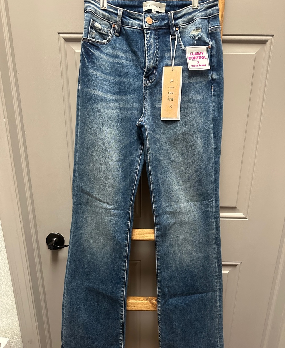 Risen Women's Blue Flare Jeans with Tummy Control